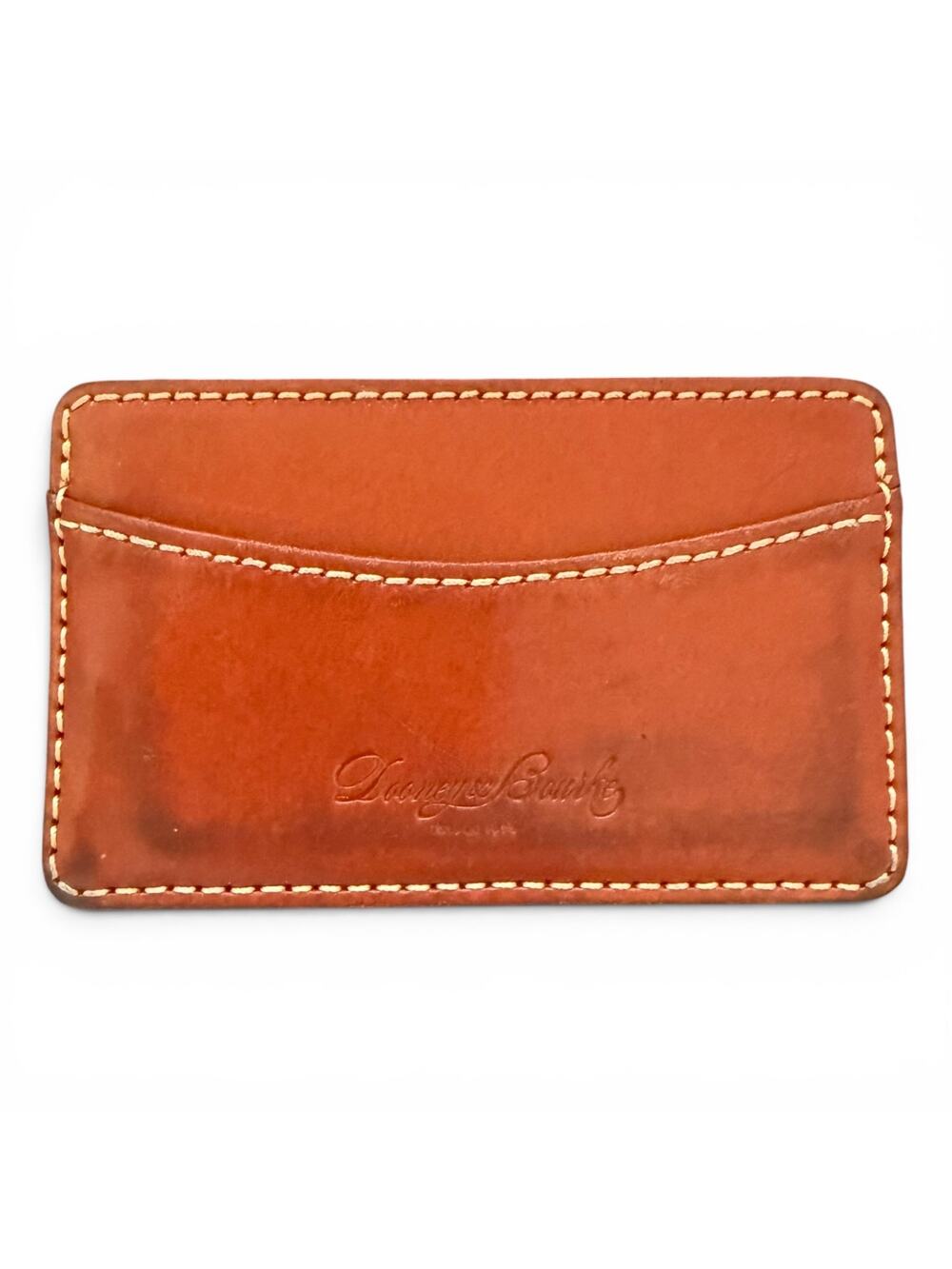 Dooney & Bourke Brown Red Leather Unisex Slim Credit Card Wallet
